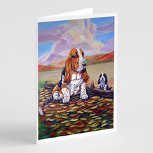 Load image into Gallery viewer, Basset Hound Greeting Cards -  Blank Note Cards – 8-Pack of Artist-Designed Cards with Envelopes