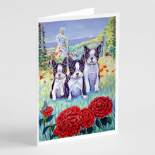 Load image into Gallery viewer, Boston Terrier Trio Greeting Cards -  Blank Note Cards – 8-Pack of Artist-Designed Cards with Envelopes