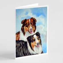 Load image into Gallery viewer, Australian Shepherd What a pair Greeting Cards -  Blank Note Cards – 8-Pack of Artist-Designed Cards with Envelopes