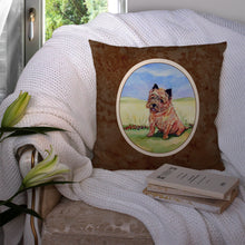 Load image into Gallery viewer, Cairn Terrier and the Chipmunk Throw Pillow - 14x14 Decorative Pillow – Art for Your Home &amp; Patio 7017PW1414