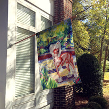 Load image into Gallery viewer, Chinese Crested on the patio  Flag Canvas House Size