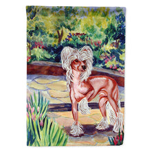 Load image into Gallery viewer, Chinese Crested on the patio  Flag Canvas House Size