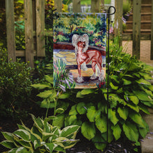 Load image into Gallery viewer, Chinese Crested on the patio  Garden Flag – Decorative Outdoor Yard Flag