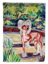 Load image into Gallery viewer, Chinese Crested on the patio  Garden Flag – Decorative Outdoor Yard Flag