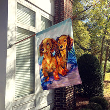 Load image into Gallery viewer, Long Hair Red Dachshund Flag Canvas House Size
