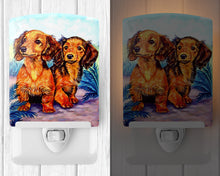 Load image into Gallery viewer, Long Hair Red Dachshund Two Peas Ceramic Night Light 7022CNL