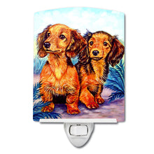 Load image into Gallery viewer, Long Hair Red Dachshund Two Peas Ceramic Night Light 7022CNL