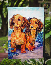 Load image into Gallery viewer, Long Hair Red Dachshund Garden Flag – Decorative Outdoor Yard Flag
