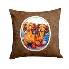 Load image into Gallery viewer, Long Hair Red Dachshund Two Peas Throw Pillow - 14x14 Decorative Pillow – Art for Your Home &amp; Patio 7022PW1414