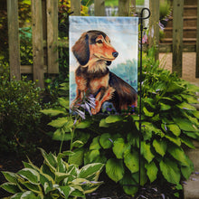 Load image into Gallery viewer, Dachshund chocolate and tan Long Haired Garden Flag – Decorative Outdoor Yard Flag
