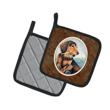 Load image into Gallery viewer, Long Hair Chocolate and Cream Dachshund Pot Holders - Set of 2 Decorative Kitchen Helpers | Made in the USA 7023PTHD