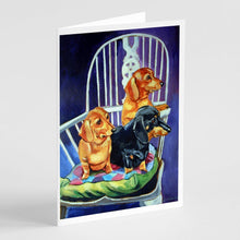 Load image into Gallery viewer, Dachshund Two Red and a Black and Tan Greeting Cards -  Blank Note Cards – 8-Pack of Artist-Designed Cards with Envelopes