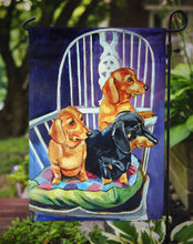 Load image into Gallery viewer, Dachshunds Two Red and a Black and Tan Garden Flag – Decorative Outdoor Yard Flag