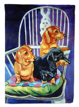 Load image into Gallery viewer, Dachshunds Two Red and a Black and Tan Garden Flag – Decorative Outdoor Yard Flag