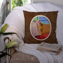 Load image into Gallery viewer, Helping Himself Fawn Pug Throw Pillow - 14x14 Decorative Pillow – Art for Your Home &amp; Patio 7027PW1414