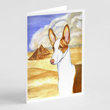 Load image into Gallery viewer, Ibizan Hound Greeting Cards -  Blank Note Cards – 8-Pack of Artist-Designed Cards with Envelopes
