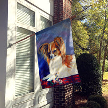 Load image into Gallery viewer, Sable Papillon with a Butterfly and rose Flag Canvas House Size