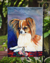 Load image into Gallery viewer, Sable Papillon with a Butterfly and rose Garden Flag – Decorative Outdoor Yard Flag