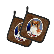 Load image into Gallery viewer, Papillon Rose and Butterfly Pot Holders - Set of 2 Decorative Kitchen Helpers | Made in the USA 7038PTHD