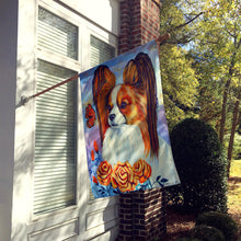 Load image into Gallery viewer, Papillon in the roses Flag Canvas House Size