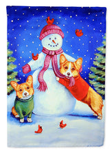 Load image into Gallery viewer, Snowman with Corgi Garden Flag – Decorative Outdoor Yard Flag