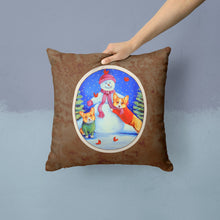 Load image into Gallery viewer, Snowman with Corgi Throw Pillow - 14x14 Decorative Pillow – Art for Your Home &amp; Patio 7048PW1414