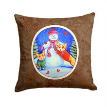 Load image into Gallery viewer, Snowman with Corgi Throw Pillow - 14x14 Decorative Pillow – Art for Your Home &amp; Patio 7048PW1414