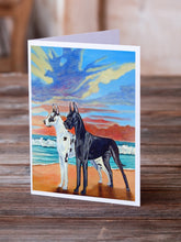 Load image into Gallery viewer, At sunset Great Dane Harlequin and Black Greeting Cards -  Blank Note Cards – 8-Pack of Artist-Designed Cards with Envelopes