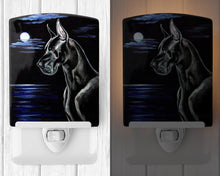 Load image into Gallery viewer, Black Great Dane in the Moonlight Ceramic Night Light 7060CNL