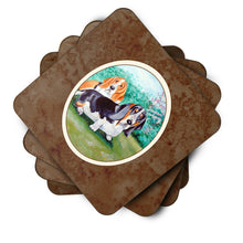 Load image into Gallery viewer, Basset Hound Double Trouble Coasters - Set of 4 Lightweight Foam, Absorbent Drink Coasters 7061FC