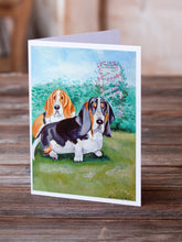 Load image into Gallery viewer, Basset Hound Double Trouble  Greeting Cards -  Blank Note Cards – 8-Pack of Artist-Designed Cards with Envelopes