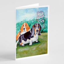 Load image into Gallery viewer, Basset Hound Double Trouble  Greeting Cards -  Blank Note Cards – 8-Pack of Artist-Designed Cards with Envelopes
