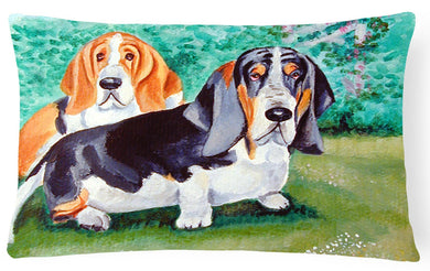 Basset Hound Double Trouble Decorative   Canvas Fabric Pillow