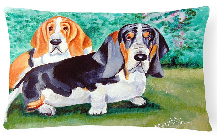 Basset Hound Double Trouble Decorative   Canvas Fabric Pillow