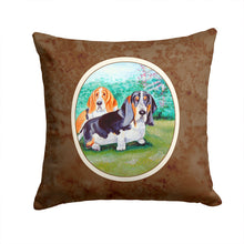 Load image into Gallery viewer, Basset Hound Double Trouble Throw Pillow - 14x14 Decorative Pillow – Art for Your Home &amp; Patio 7061PW1414