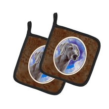 Load image into Gallery viewer, Weimaraner Azure Skies Pot Holders - Set of 2 Decorative Kitchen Helpers | Made in the USA 7063PTHD