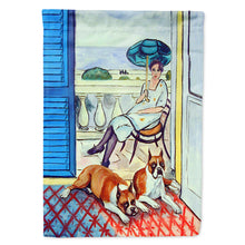 Load image into Gallery viewer, Lady with her Boxer Flag Canvas House Size