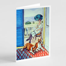 Load image into Gallery viewer, Lady with her Boxer  Greeting Cards -  Blank Note Cards – 8-Pack of Artist-Designed Cards with Envelopes