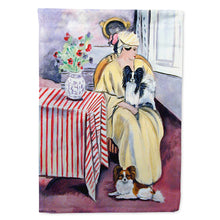 Load image into Gallery viewer, Lady with her Papillon Flag Canvas House Size