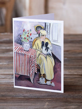 Load image into Gallery viewer, Lady with her Papillon  Greeting Cards -  Blank Note Cards – 8-Pack of Artist-Designed Cards with Envelopes
