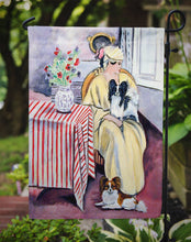 Load image into Gallery viewer, Lady with her Papillon Garden Flag – Decorative Outdoor Yard Flag