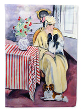 Load image into Gallery viewer, Lady with her Papillon Garden Flag – Decorative Outdoor Yard Flag