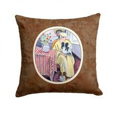 Load image into Gallery viewer, Lady with her Papillon Throw Pillow - 14x14 Decorative Pillow – Art for Your Home &amp; Patio 7069PW1414