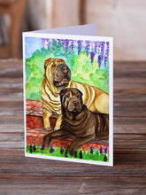Load image into Gallery viewer, Shar Pei Fawn and Chocolate Greeting Cards -  Blank Note Cards – 8-Pack of Artist-Designed Cards with Envelopes