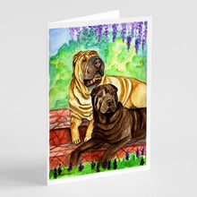 Load image into Gallery viewer, Shar Pei Fawn and Chocolate Greeting Cards -  Blank Note Cards – 8-Pack of Artist-Designed Cards with Envelopes