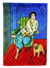 Load image into Gallery viewer, Lady with her  Pug Garden Flag – Decorative Outdoor Yard Flag