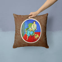 Load image into Gallery viewer, Lady with her  Fawn Pug Throw Pillow - 14x14 Decorative Pillow – Art for Your Home &amp; Patio 7072PW1414