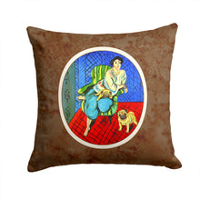 Load image into Gallery viewer, Lady with her  Fawn Pug Throw Pillow - 14x14 Decorative Pillow – Art for Your Home &amp; Patio 7072PW1414