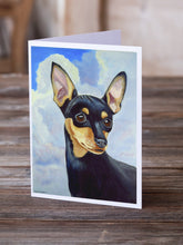 Load image into Gallery viewer, Min Pin Black and Tan  Greeting Cards -  Blank Note Cards – 8-Pack of Artist-Designed Cards with Envelopes