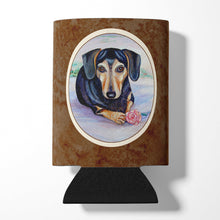Load image into Gallery viewer, Black and Cream Dachshund Can or Bottle Hugger 7076CC